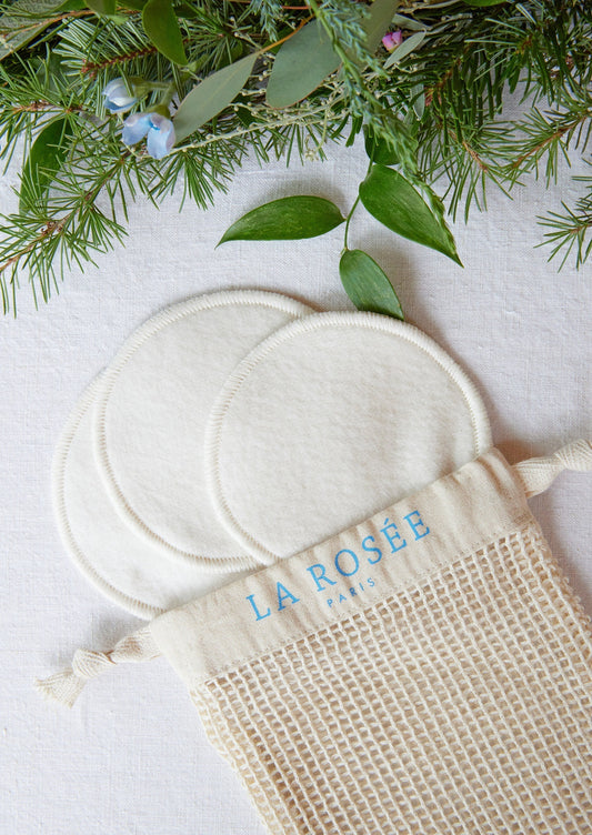 Kit de trois cotons réutilisables 100 % BIO